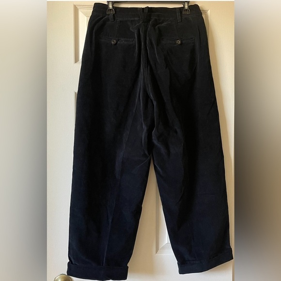 New Free People Velvet Pleated Pants Size 8 Loose Fit Mid Rise Trousers Black - Picture 4 of 17